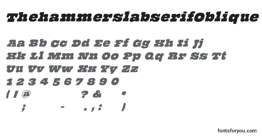 A fonte ThehammerslabserifOblique – alfabeto, números, caracteres especiais