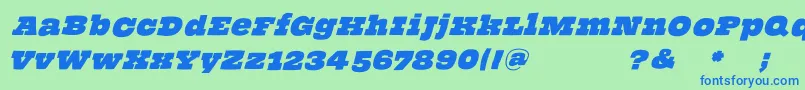 ThehammerslabserifOblique Font – Blue Fonts on Green Background