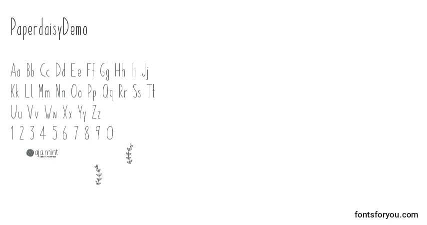 Шрифт PaperdaisyDemo – алфавит, цифры, специальные символы
