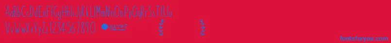 PaperdaisyDemo-Schriftart – Blaue Schriften auf rotem Hintergrund