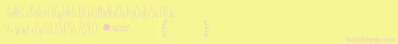 PaperdaisyDemo-Schriftart – Rosa Schriften auf gelbem Hintergrund