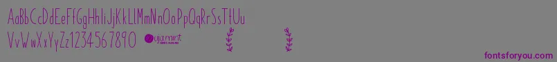 Czcionka PaperdaisyDemo – fioletowe czcionki na szarym tle