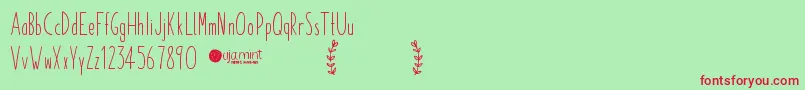 Czcionka PaperdaisyDemo – czerwone czcionki na zielonym tle