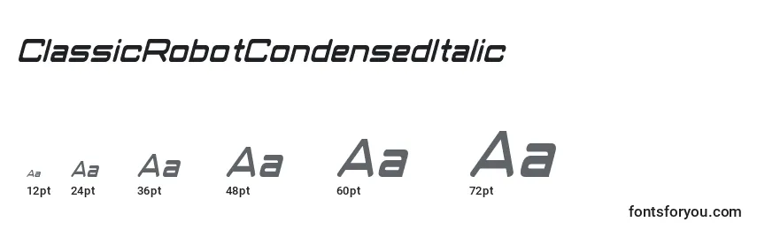 Размеры шрифта ClassicRobotCondensedItalic (95094)