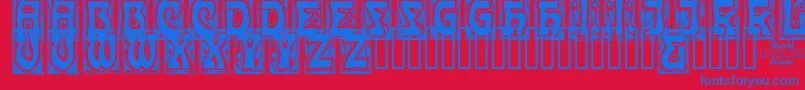 Carmc Font – Blue Fonts on Red Background