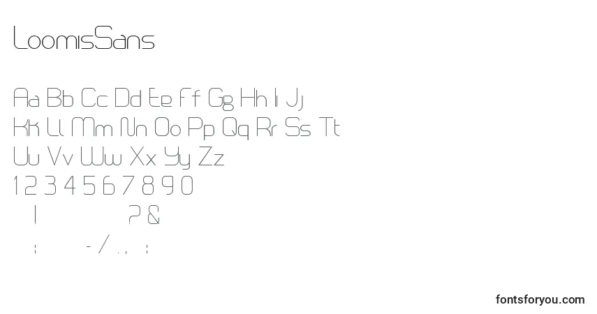 A fonte LoomisSans – alfabeto, números, caracteres especiais