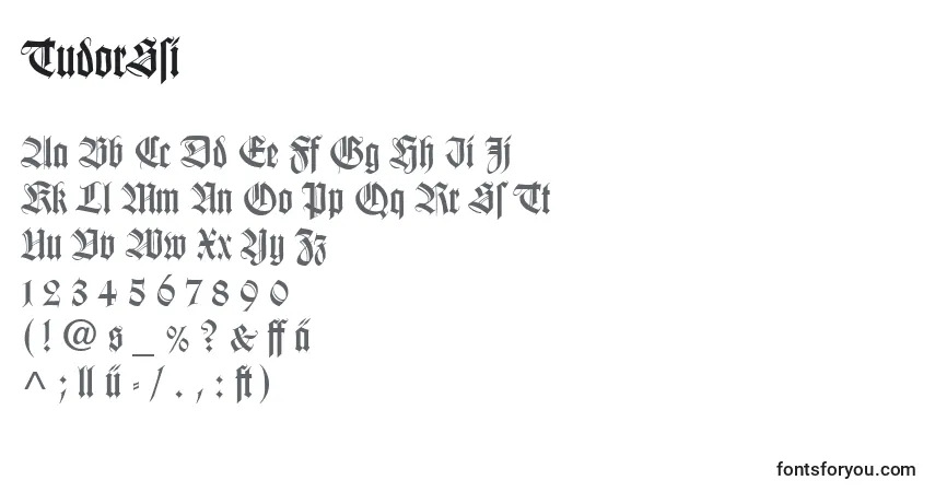 A fonte TudorSsi – alfabeto, números, caracteres especiais