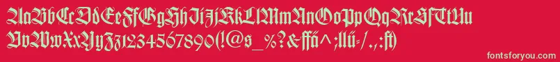 フォントTudorSsi – 赤い背景に緑の文字