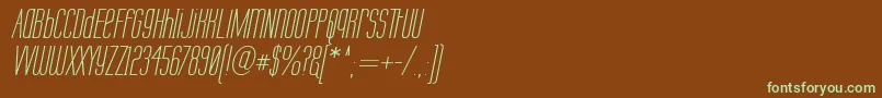 フォントLabtopui – 緑色の文字が茶色の背景にあります。