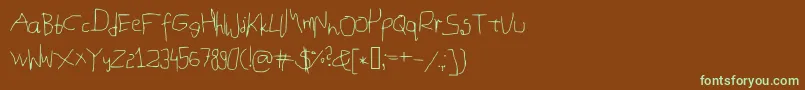 Mousehandwriting-fontti – vihreät fontit ruskealla taustalla