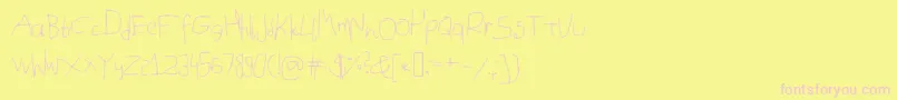 Mousehandwriting-fontti – vaaleanpunaiset fontit keltaisella taustalla