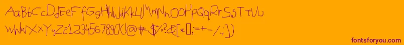 Mousehandwriting-Schriftart – Violette Schriften auf orangefarbenem Hintergrund