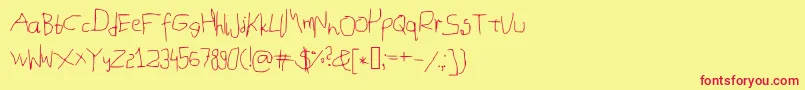 Fonte Mousehandwriting – fontes vermelhas em um fundo amarelo