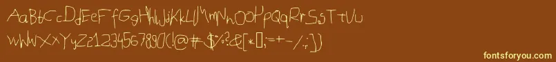 Mousehandwriting-fontti – keltaiset fontit ruskealla taustalla