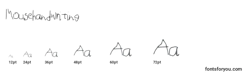 Größen der Schriftart Mousehandwriting