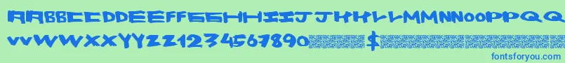 Spacebang Font – Blue Fonts on Green Background
