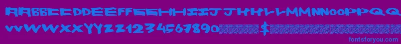 Spacebang-fontti – siniset fontit violetilla taustalla