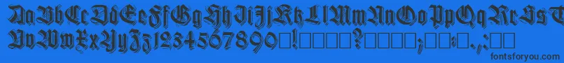 Killigs-Schriftart – Schwarze Schriften auf blauem Hintergrund