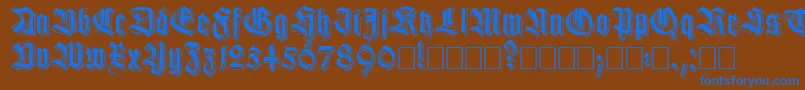 Killigs-Schriftart – Blaue Schriften auf braunem Hintergrund