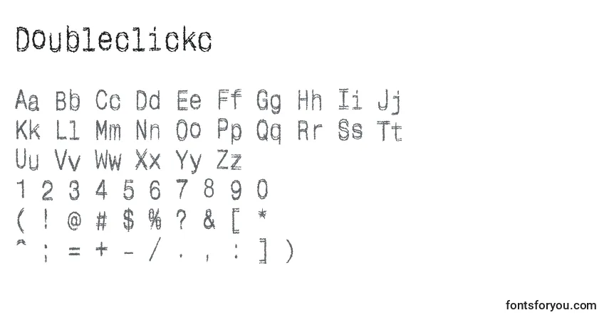 A fonte Doubleclickc – alfabeto, números, caracteres especiais