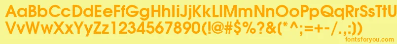 フォントAgavalanchecBold – オレンジの文字が黄色の背景にあります。