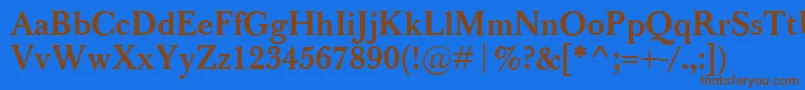 Więcej informacji o czcionce BaskervilleClassicoBold Czcionka BaskervilleClassicoBold – brązowe czcionki na niebieskim tle