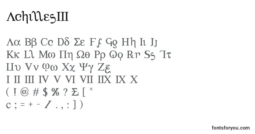 Fuente Achilles3 - alfabeto, números, caracteres especiales