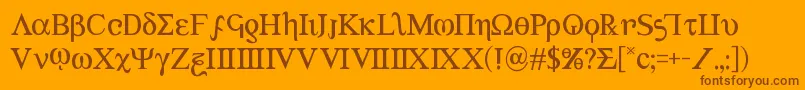 Achilles3-Schriftart – Braune Schriften auf orangefarbenem Hintergrund