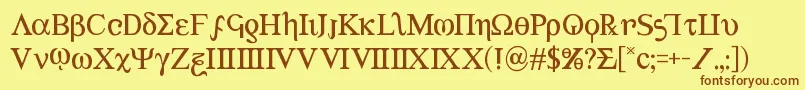 Fonte Achilles3 – fontes marrons em um fundo amarelo