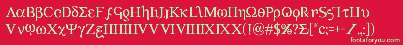 フォントAchilles3 – 赤い背景に緑の文字