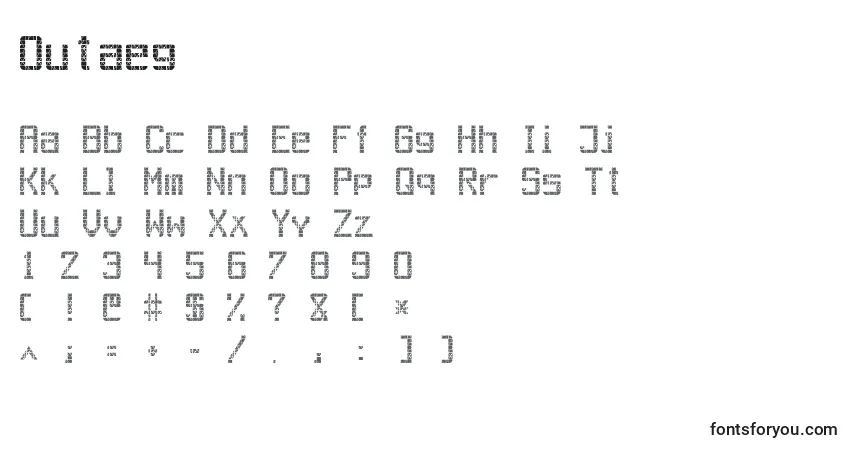 Czcionka Outaeg – alfabet, cyfry, specjalne znaki