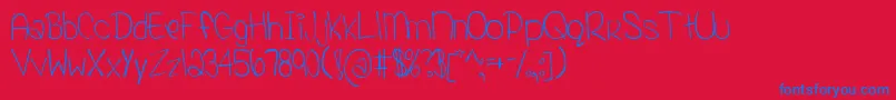 YummahStrawberriez-Schriftart – Blaue Schriften auf rotem Hintergrund