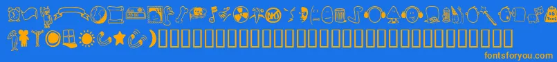 Tombats3 Font – Orange Fonts on Blue Background
