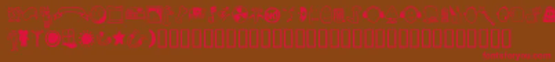 フォントTombats3 – 赤い文字が茶色の背景にあります。
