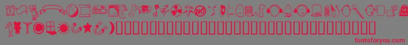 フォントTombats3 – 赤い文字の灰色の背景