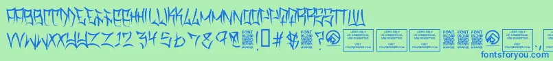 TraviscountyThin Font – Blue Fonts on Green Background