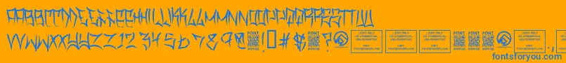 TraviscountyThin Font – Blue Fonts on Orange Background