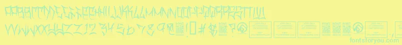 フォントTraviscountyThin – 黄色い背景に緑の文字