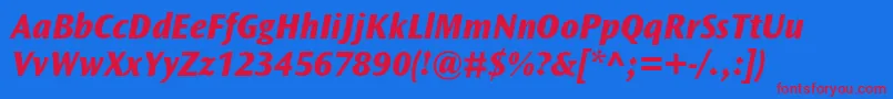 OceansansstdXboldita Font – Red Fonts on Blue Background