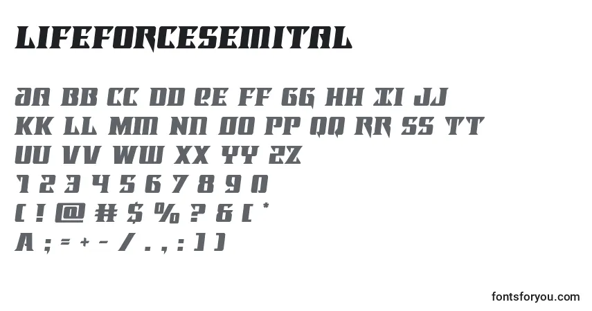 Lifeforcesemital Font – alphabet, numbers, special characters
