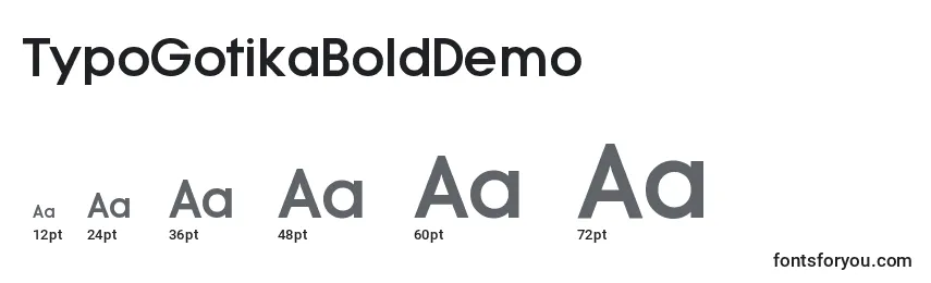 Размеры шрифта TypoGotikaBoldDemo