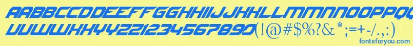 フォントNfsFont – 青い文字が黄色の背景にあります。