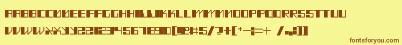 フォントMadMeka – 茶色の文字が黄色の背景にあります。