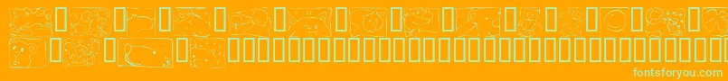 KrScrappinSquares-Schriftart – Grüne Schriften auf orangefarbenem Hintergrund