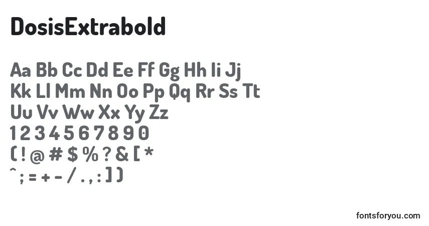 A fonte DosisExtrabold – alfabeto, números, caracteres especiais