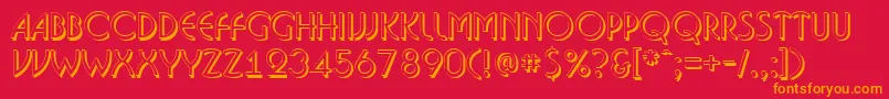 Bosan14-fontti – oranssit fontit punaisella taustalla