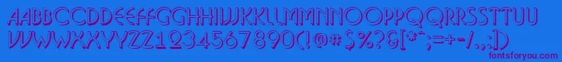 Bosan14-Schriftart – Violette Schriften auf blauem Hintergrund
