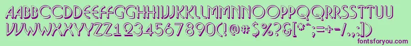 Bosan14-Schriftart – Violette Schriften auf grünem Hintergrund