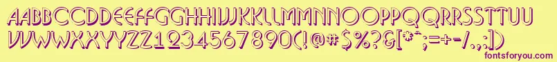 フォントBosan14 – 紫色のフォント、黄色の背景