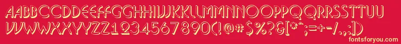 フォントBosan14 – 黄色の文字、赤い背景